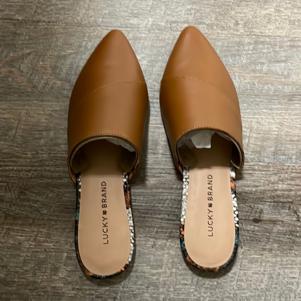 Lucky Brand Carmel Leather Mules—Never Worn